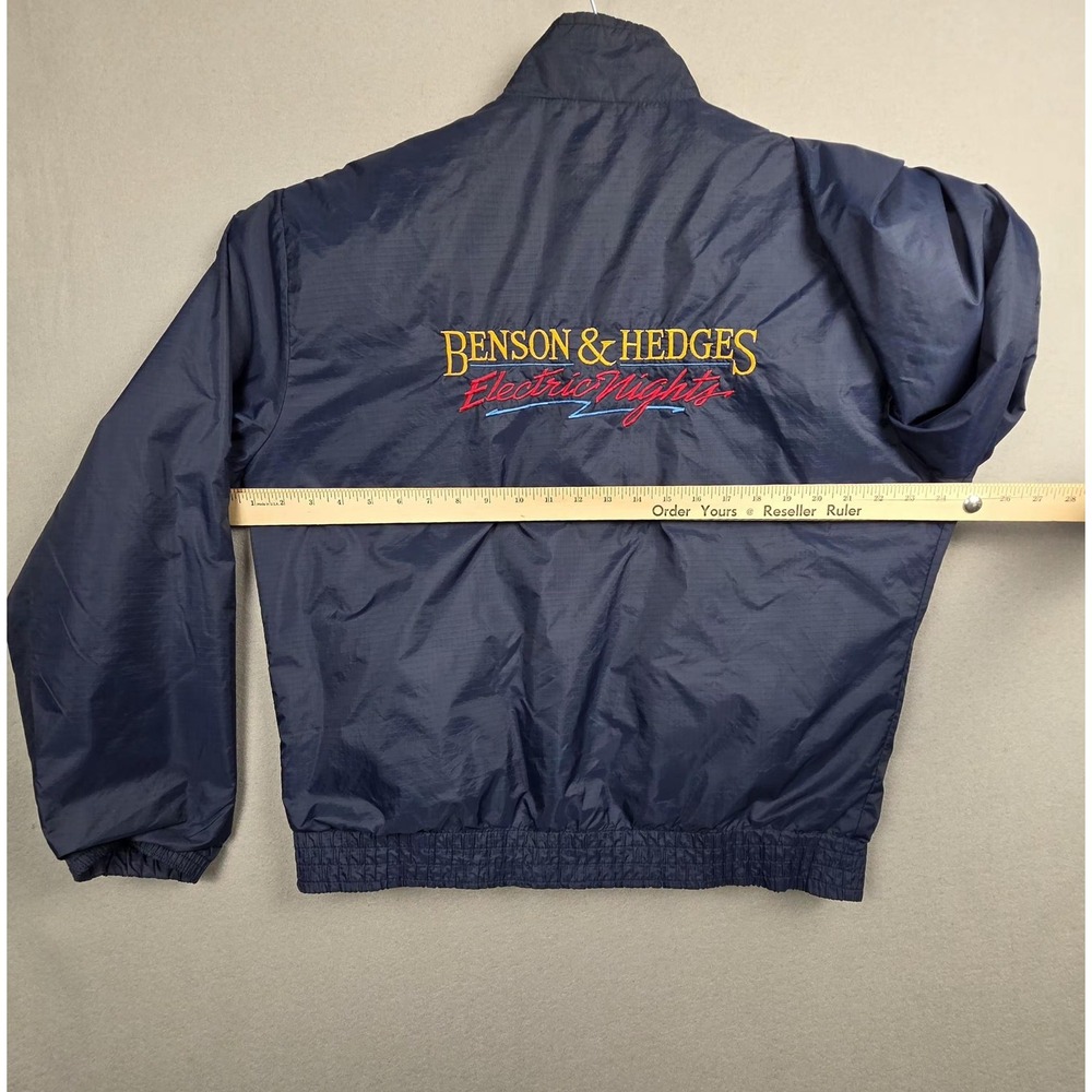 Vintage Benson & Hedges Electric Nights Jacket Mens Large Navy Windbreaker 90s - Picture 5 of 9